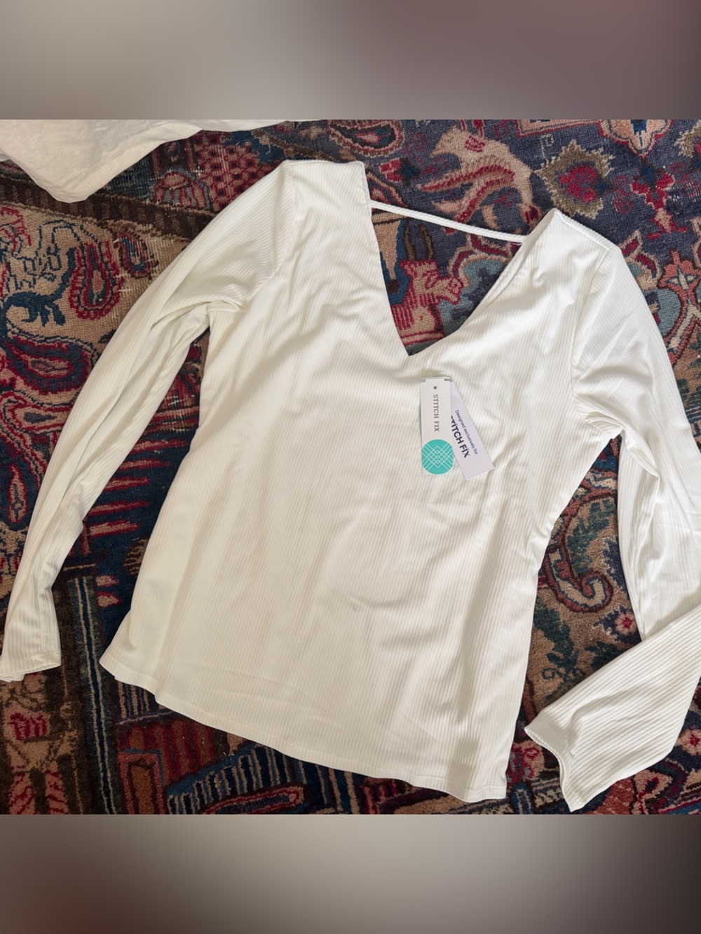 NWT White Ribbed Long Sleeve Top , Lined*size Medium
